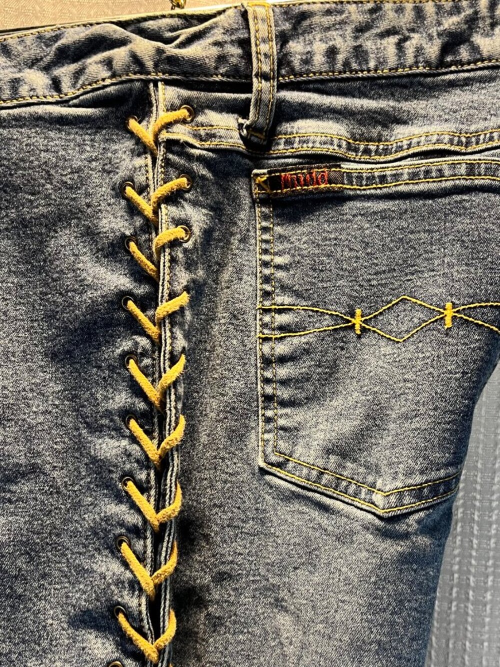 RARE Vintage Y2K Mudd Yo! Side Lace-Up Jeans size 9 - Picture 13 of 14